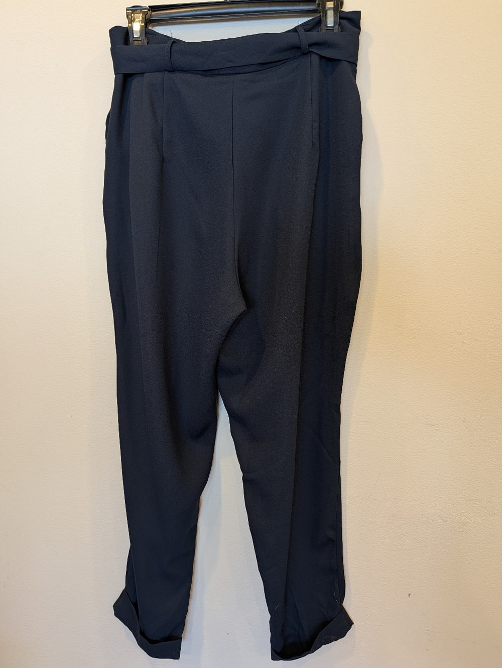 ASOS Navy Tailored Trousers with Tie Waist - Picture 4 of 7